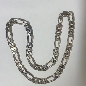 Heavy Italy 925 Silver Figaro Cuban Chain Necklace